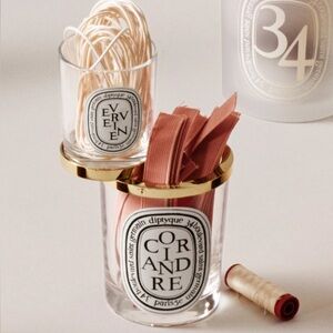 Diptyque Glass Holders for two candles Diptyque Les Inseparables gold tone NIB